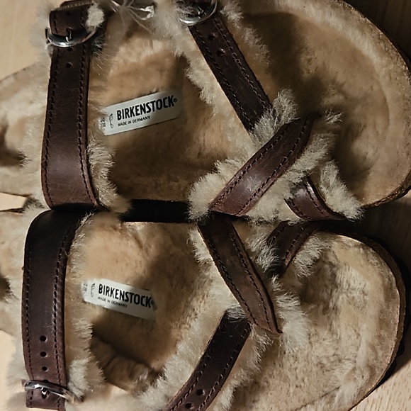 Birkenstock Mayari Shearling Oiled Leather brown Sandals Size 36 new - Picture 4 of 6